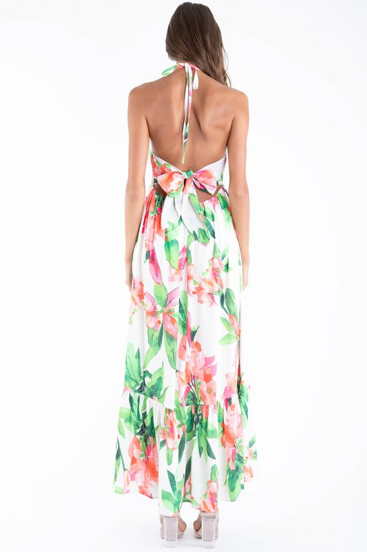 FLOWER PRINT MIDI DRESS