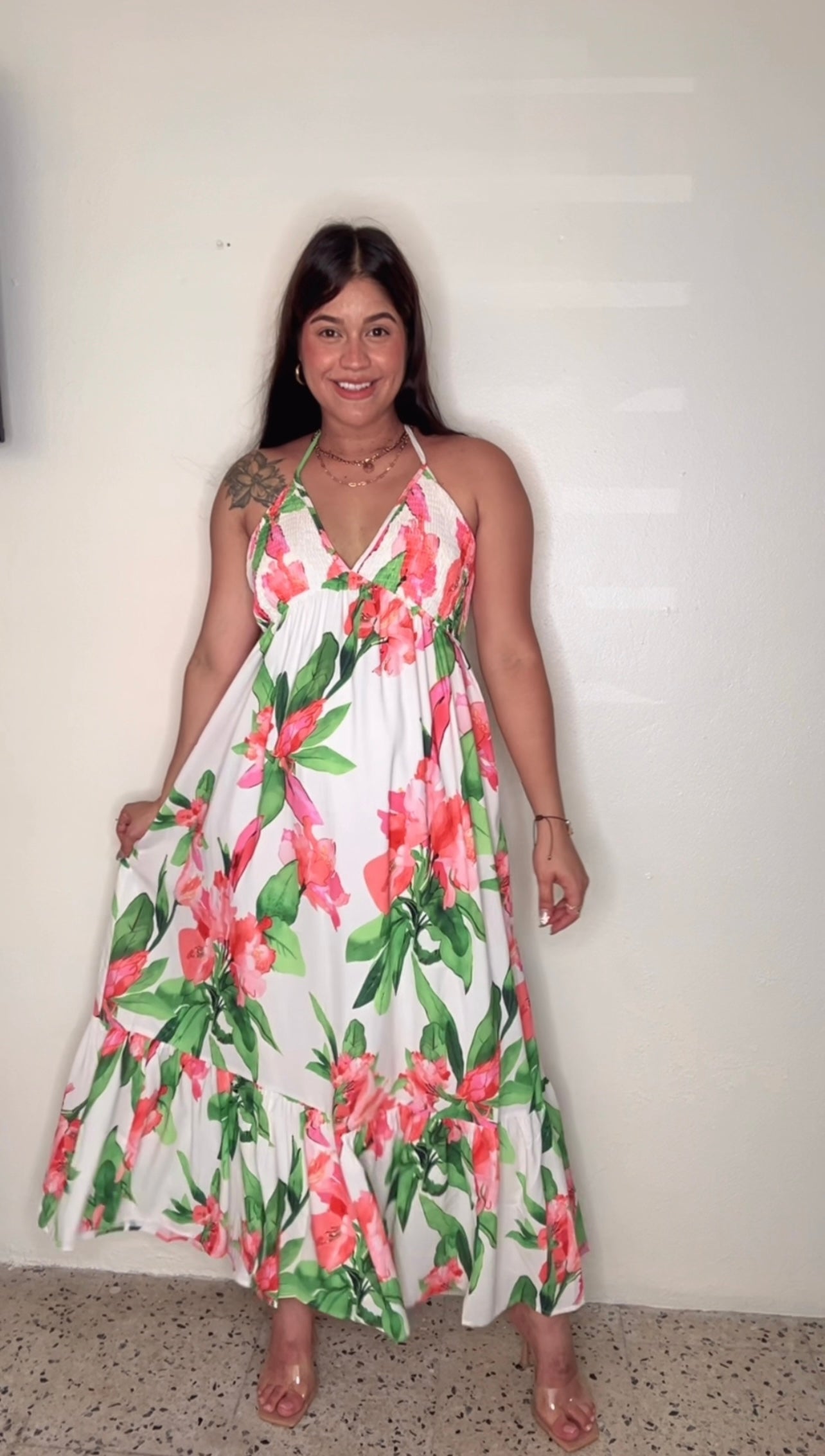 FLOWER PRINT MIDI DRESS