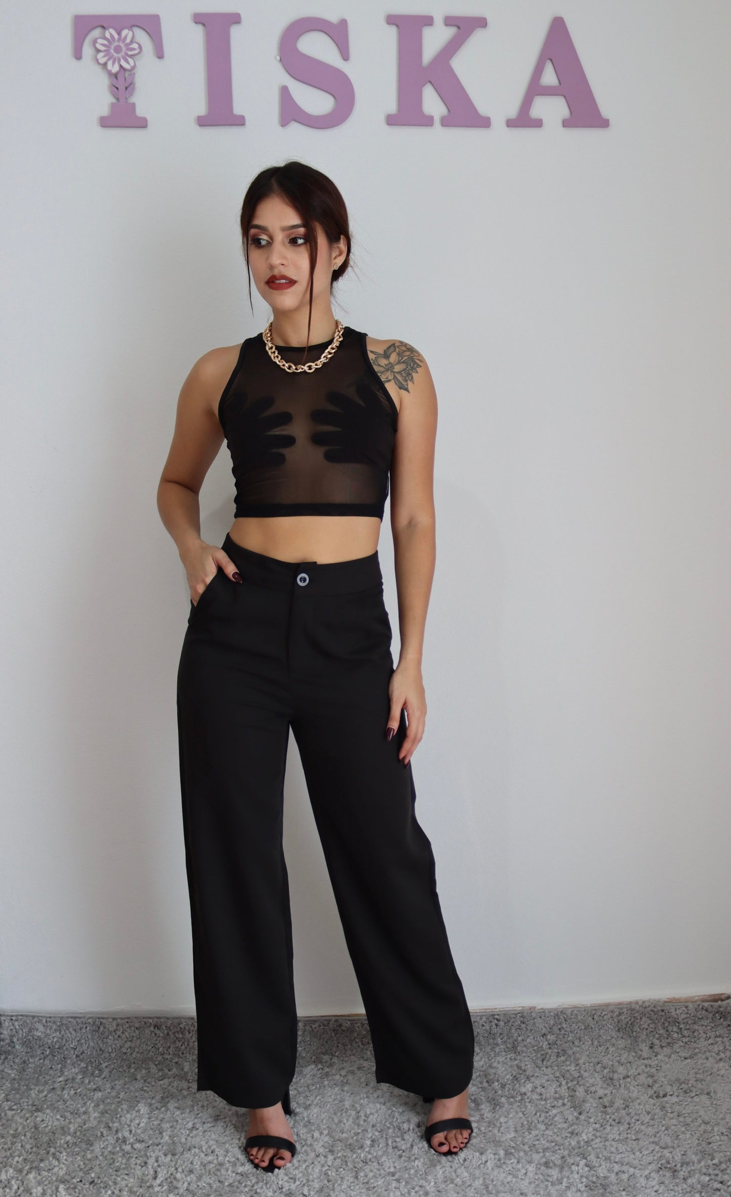 “Katy” High Waist Straight Trousers
