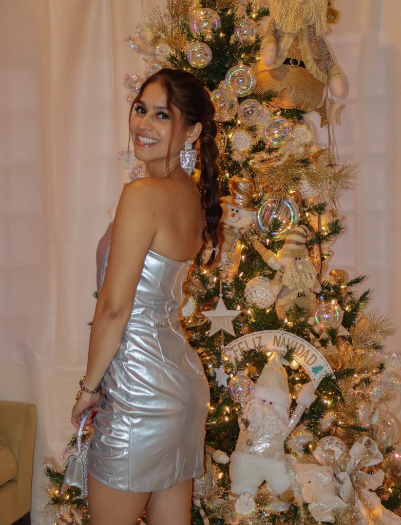 “Paola” Mini Dress-Silver